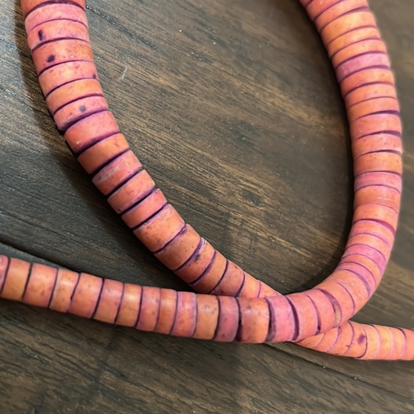 Dyed Wood Disc Bead Long Necklace - Picture 15 of 16